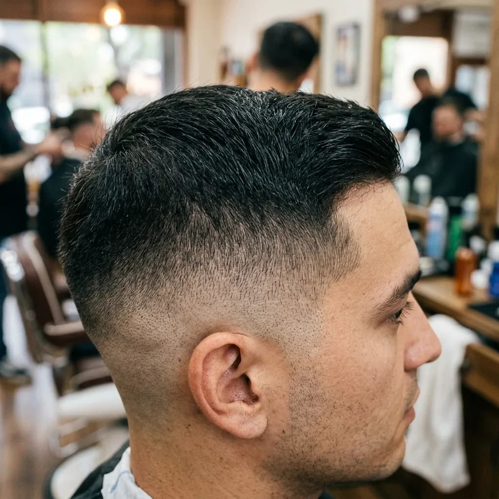 Close-up of a perfectly executed skin fade haircut