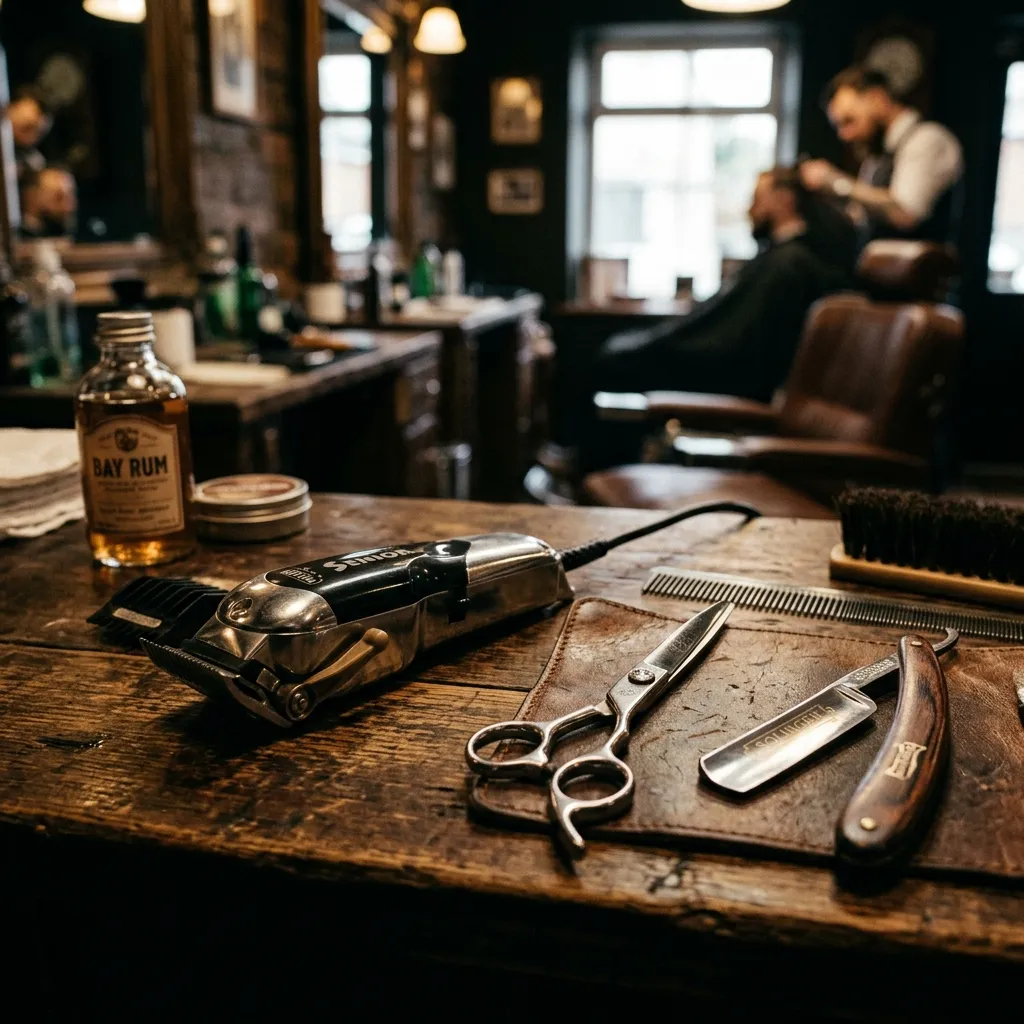 Artistic shot of barber tools