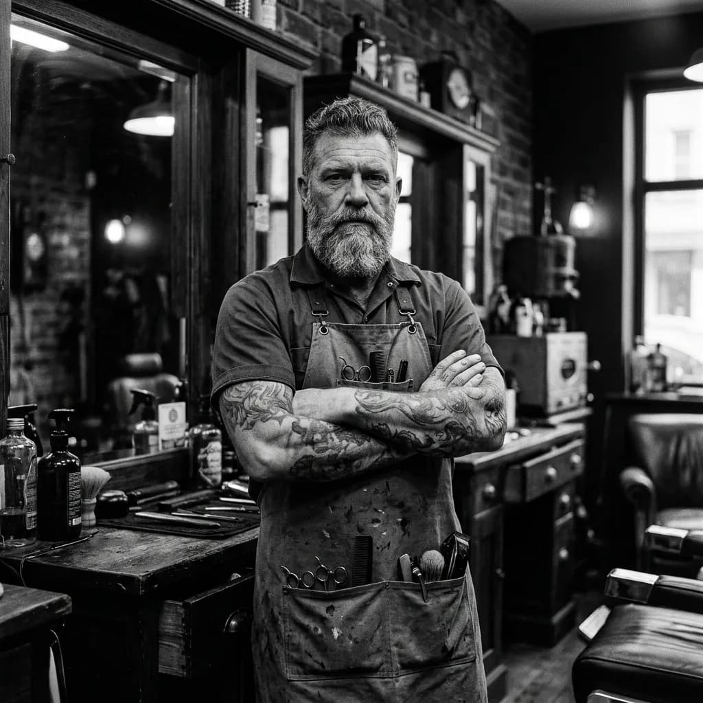 Retrato de Ricardo Silva, barbeiro da Barbearia da Vila
